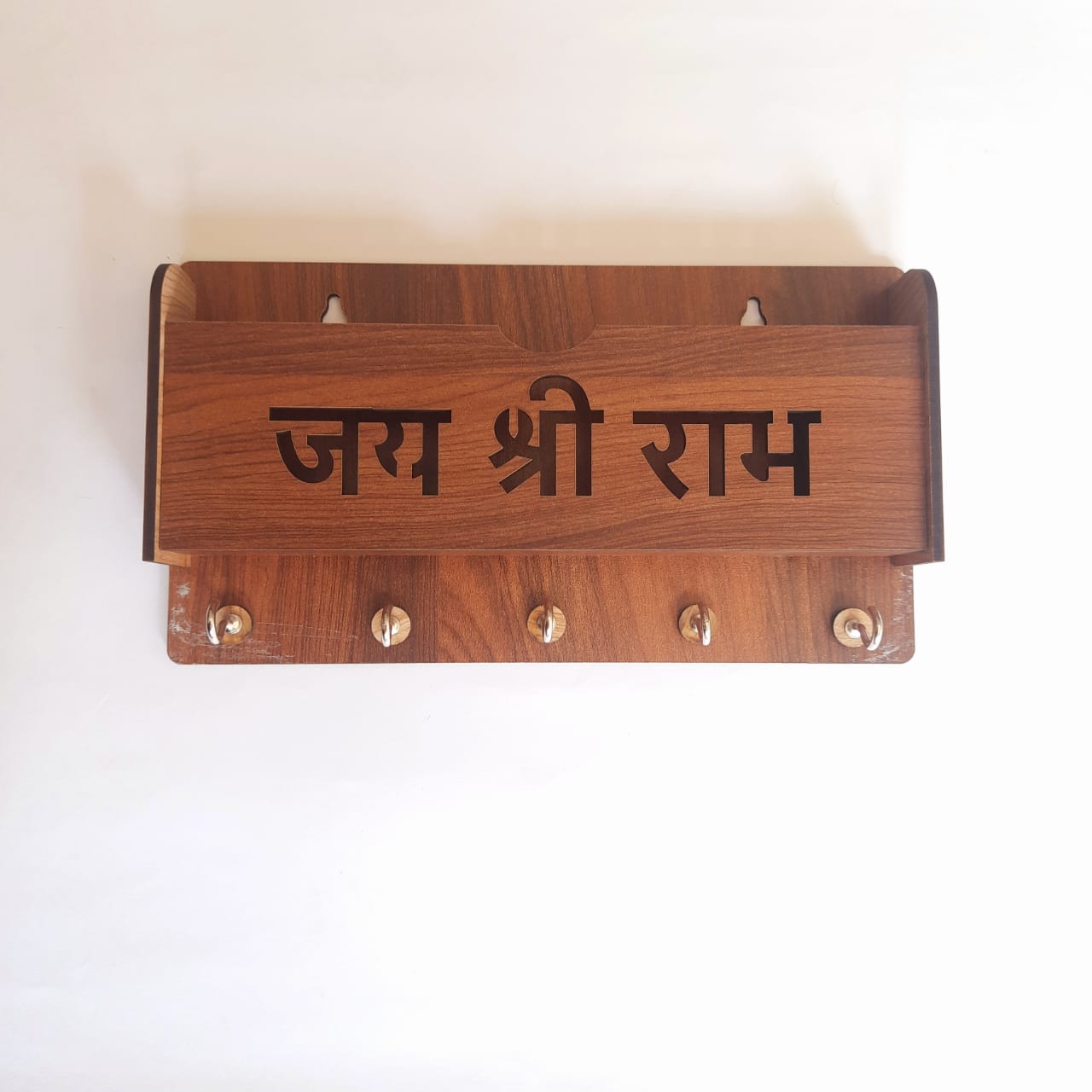 Jay Shree Ram Wooden Phone Stand & Keyholder