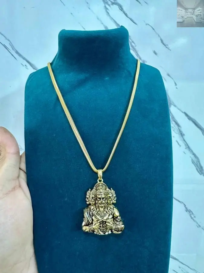 Panchamukhi Hanuman Pendant With Snake Golden Chain 9qd1c7-i3